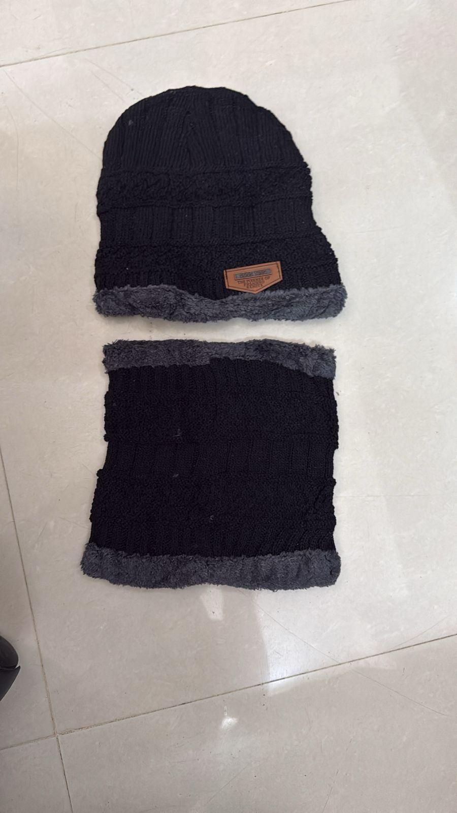 Muffler Set for Men & Women – Soft Warm Woolen Winter Cap with Neck Muffler – Unisex Winter Cap & Scarf Combo