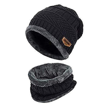 Muffler Set for Men & Women – Soft Warm Woolen Winter Cap with Neck Muffler – Unisex Winter Cap & Scarf Combo