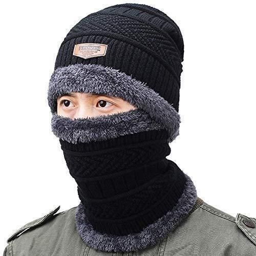 Muffler Set for Men & Women – Soft Warm Woolen Winter Cap with Neck Muffler – Unisex Winter Cap & Scarf Combo